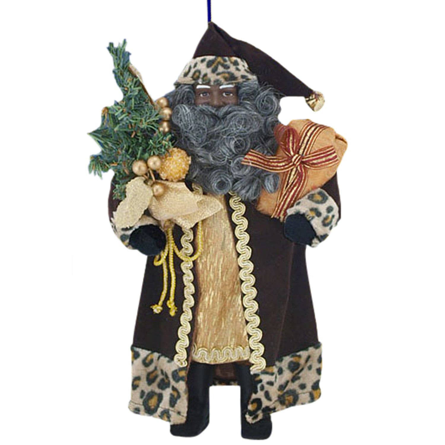 African American Leopard Santa Claus Figurine Hot on Sale