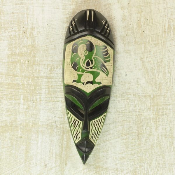 Green Sankofa Mask on Sale - Image 3